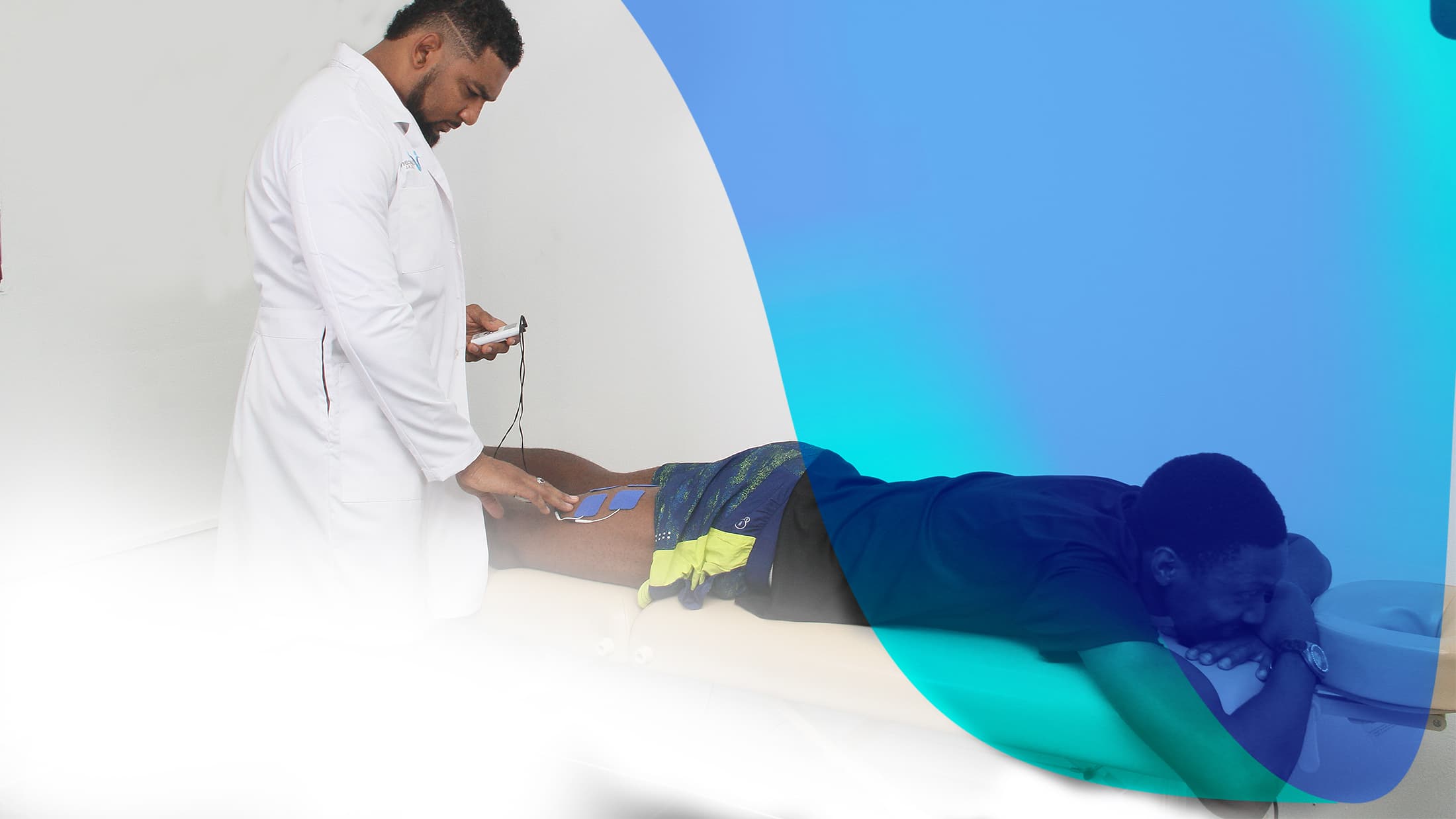 Physio working with patient